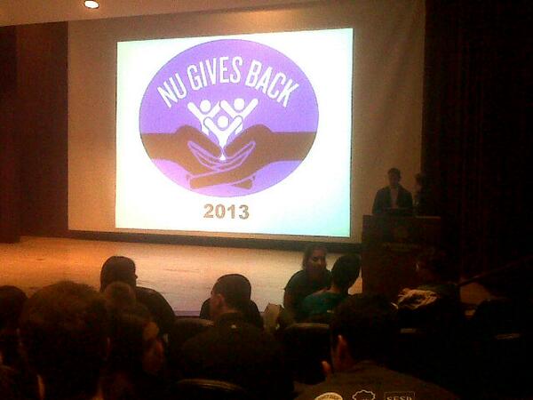 <a href="/NUGivesBack/">NU Gives Back</a> 2013 getting underway! Meet us <a href="/norriscenter/">Norris Center</a> to give back with 500 other volunteers #whyigiveback