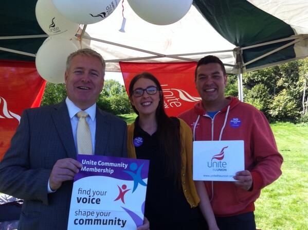 Great to see @LauraPidcock237 and @TerryJohnstone at the @Unite stall drumming up support for the Trade UnionMovement