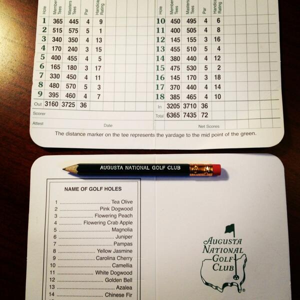 RicFish's tweet image. A friend played and brought me Souvenirs from Augusta National, I must play once in my life #scorecard #bucketlist