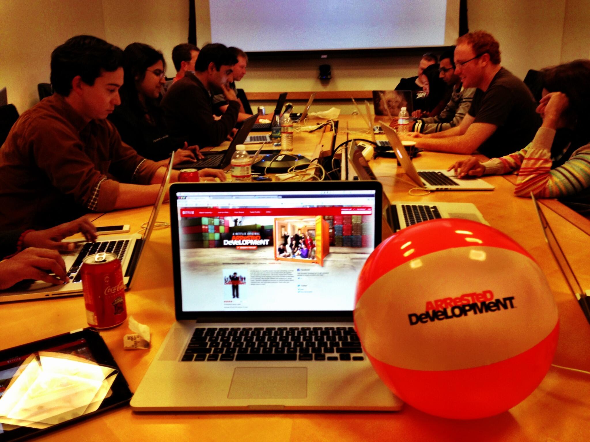 Netflix on Twitter: "FULL STEAM, BOYS! Engineers inside the @arresteddev war room at Netflix HQ: http://t.co/Bq9zR88M4n" / Twitter
