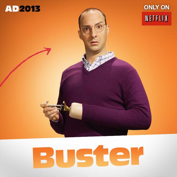 netflix's tweet photo. Get hooked again! Buster is back in all new episodes of #ArrestedDevelopment, now streaming. http://t.co/MNCYZ24YAu http://t.co/sPweffDqwR