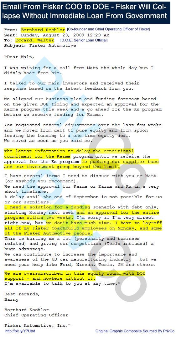 PrivCo's tweet photo. FISKER AUTO Gov't Docs: Read Fisker Midnight Email Panic to DOE 3wks B4 Govt OKd $529M Loans http://t.co/ZjEqa4EFbA … http://t.co/trQWSuVStb