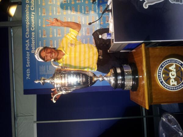 ChampionsTour's tweet photo. A very happy @2013SeniorPGA winner Kohki Idoki, the 1st player from Asia to win a major title on the Champions Tour. http://t.co/5NDP4dpdSB