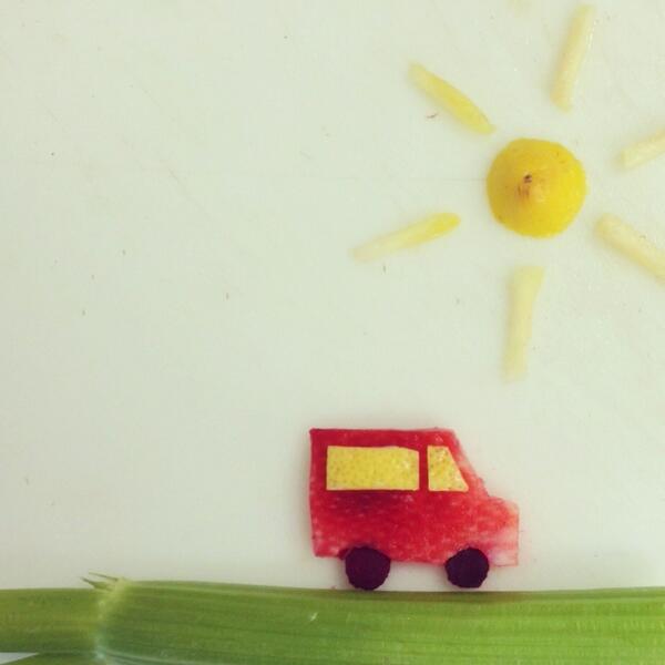 stellarpet's tweet photo. "@juicetruck: Strawberry truck on celery road. Forecasting lemony sun - http://t.co/9e386CJGzl" Brilliant!