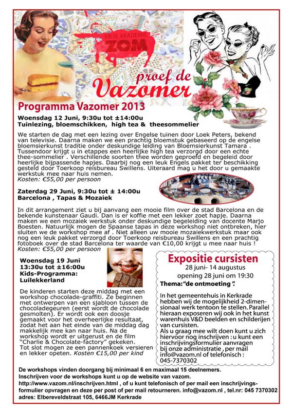 Proef Vazomer! 12 juni om 9.30 uur met tuinlezing, bijzondere high tea en workshop bloemschikken