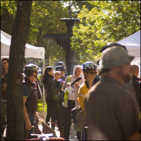 Assorted cyclists at Gore Park