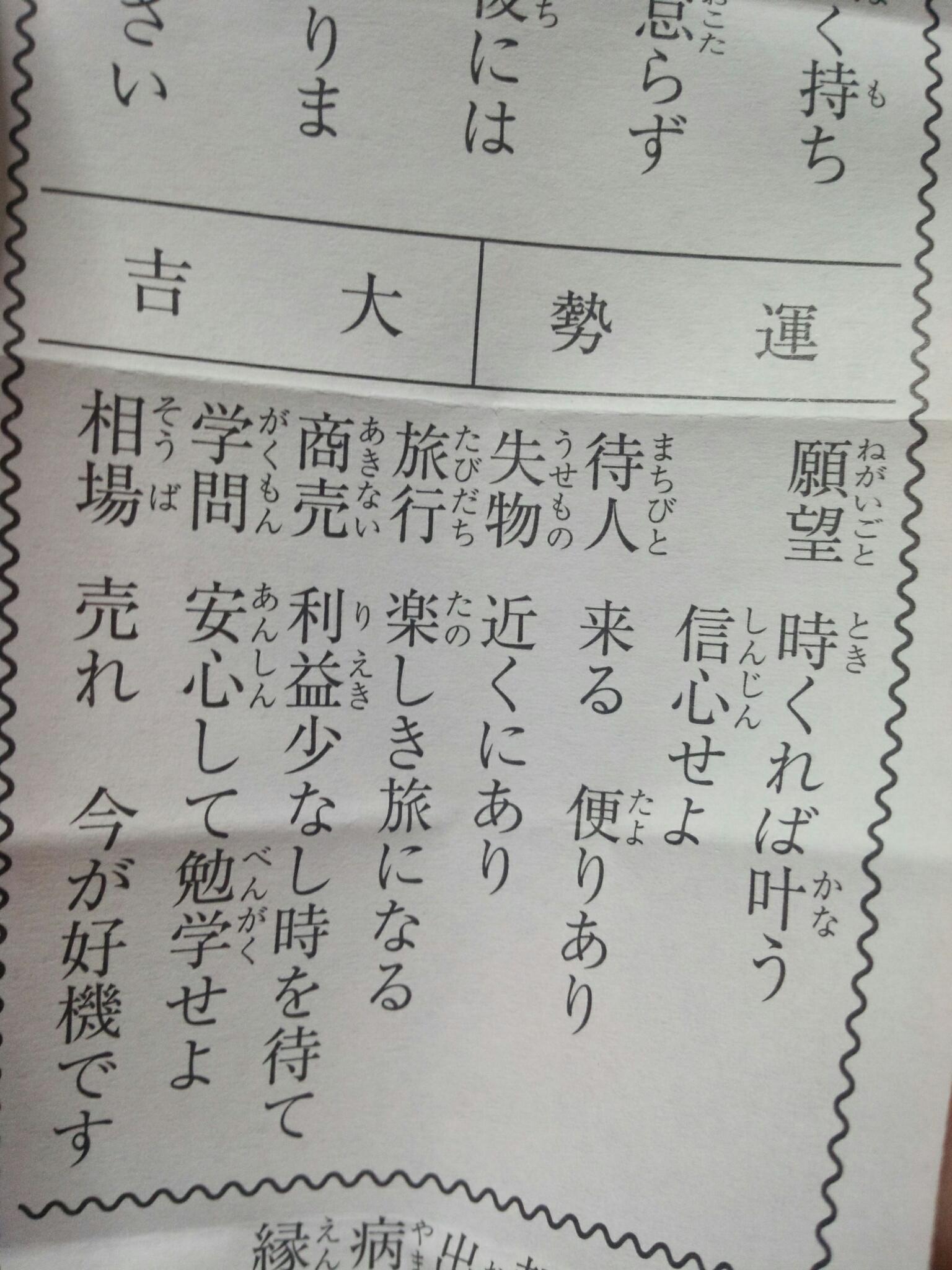 あやの 昨日ひいたおみくじ 待ち人のところ 来る 便りありって 信じたいよ 信じてる どんな状況でもいいから会いたいなあメールでも電話でもいいから欲しい とりあえず繋がりたい Http T Co Vtqxilkbie Twitter