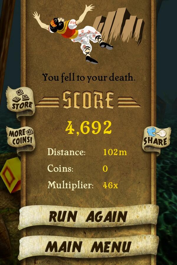 Racks_redbones's tweet image. I got 4,692 points while escaping from demon monkeys. Beat that! bit.ly/TempleRunGame #TempleRun