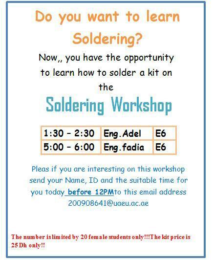 soldering workshop this Wednesday ! hurry up! seats are limited