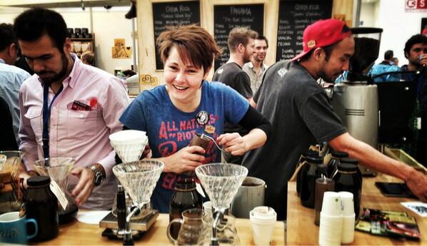 Lucy using the C40 to brew the Don Pepe Geisha - great coffee demands great tools! ;-) #mice2013 #WBC2013