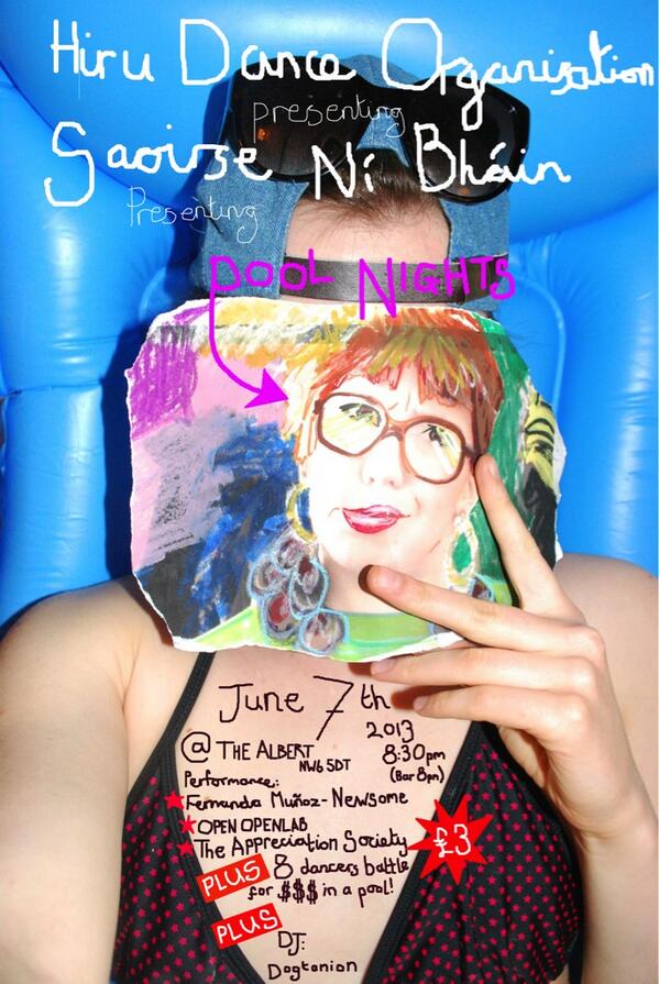 sarahblanc's tweet image. Hey hey @CBrittain96 Here is the poster for @HiruDanceOrg #PoolNights that @SaoirseNiBhain is hosting x be gr8 2cu x