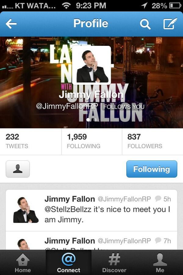BradleyCooperCW's tweet image. Finally!!! :D A Jimmy Fallon RP account!!! :'D (I've been waiting for this for so long.)

Go follow @JimmyFallonRP