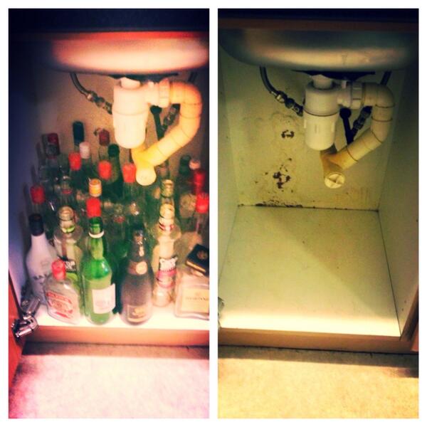 CelynWH's tweet image. Cleaning out the freshers cupboard! @Conall101  #freshers #empty #alcos #cry