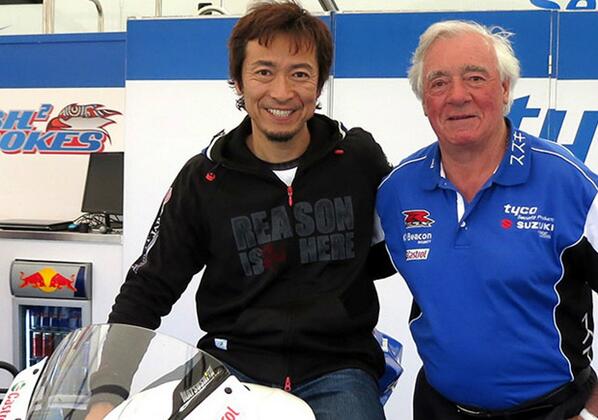 Matsu was a lovely man, here is with <a href="/Tyco_Suzuki/">eightorn88</a>'s Hector Neill - Matsu was delighted and honoured to ride for them ”