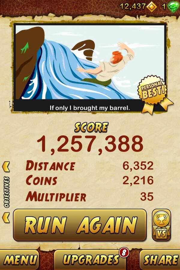 Crisswadle's tweet photo. I got 1257388 points while escaping from a Giant Demon Monkey. Beat that! http://t.co/d74kn2kr7C http://t.co/tQlkkl25Xz