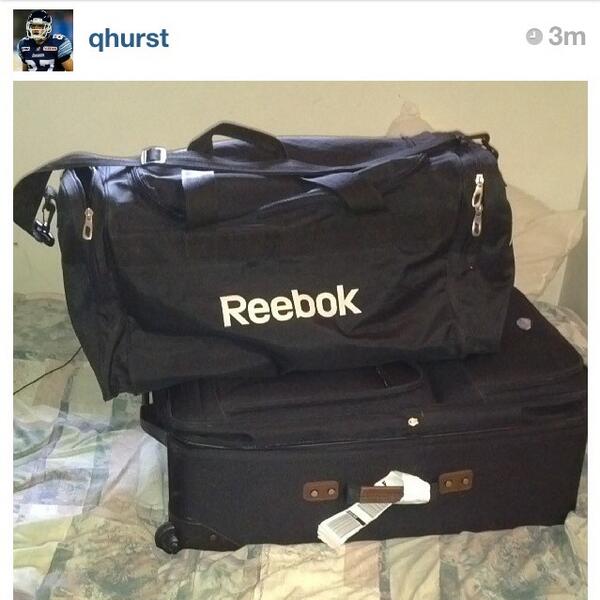 .<a href="/TheQHurst/">Quincy Hurst</a> is all set to make the trek to Training Camp! Just a matter of days now... #CFLTC13 #Argos