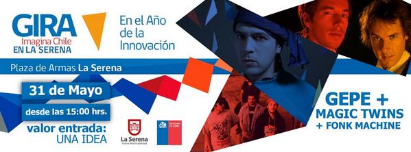 Este viernes 31/05 en #LaSerena se presentará <a href="/gepegepegepe/">gepe gepe gepe</a>, en el marco de la gira #ImaginaChile