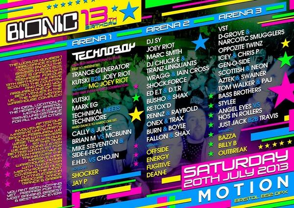 bionicevents's tweet image. #bionic13 @MotionBristol ft @djtechnoboy @Kutski @DJMARKEG @DJjoeyriot @DJTechnikal +++ trackitdown.net/event/bionic-1…