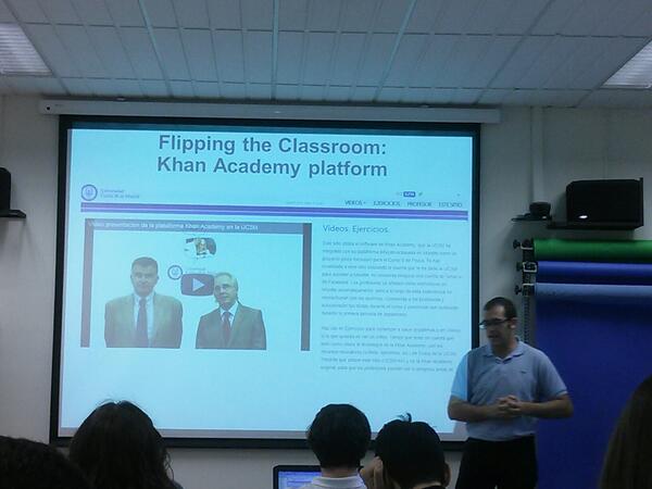 dleony's tweet image. #projecteee Pedro Muñoz explaining the use of Khan Academy platform in #uc3m