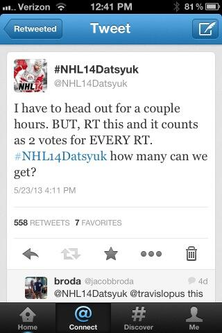 NHL14Datsyuk's tweet image. He's a little representation of how awesome you guys were last Thursday.