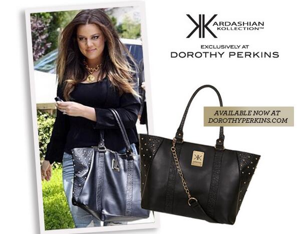 Dorothy_Perkins's tweet photo. Doesn't @KhloeKardashian look fab with her #DPKK black studded shopper. Get yours now > http://t.co/3uxs9e06o9 http://t.co/zbqFSFx0Fl