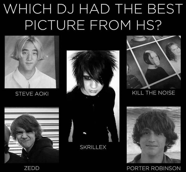 EDMPromo_Co's tweet photo. Which DJ had the best haircut back in HS? @Skrillex @Zedd @steveaoki @killthenoise @porterrobinson http://t.co/sQ6Ex1mQ7l