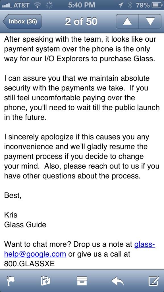 Yosun's tweet image. #projectGlass preorder &quot;phone payment system&quot; call + verbally say your CC to this guy who won&apos;t identify himself