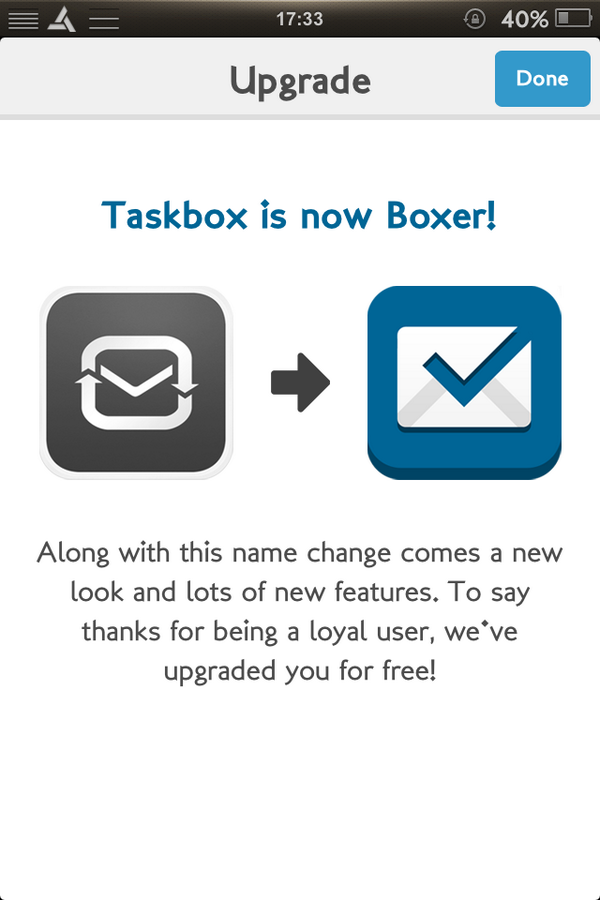 Pank9j's tweet image. #Taskbox is now upgraded to #Boxer If anyone need a copy let me know :) #email #App #Apple #iPhone #inboxzero
