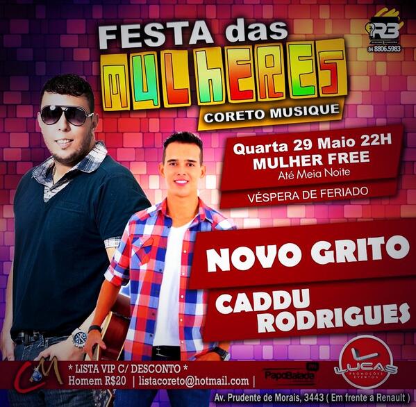 BandaNGOficial's tweet photo. #Festa das Mulheres no @CoretoMusique hoje Véspera de Feriado Mulher FREE ate 00:00h RT http://t.co/aI6ghEhf7N