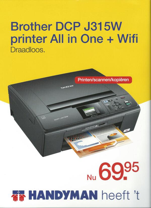 hmHoogvliet's tweet photo. #Brother DCP J315 wifi printer met 4 cartridges. Nu bij #Handyman voor maar €69,95 #Hoogvliet #middenbaannoord http://t.co/xO6hS7xgW5