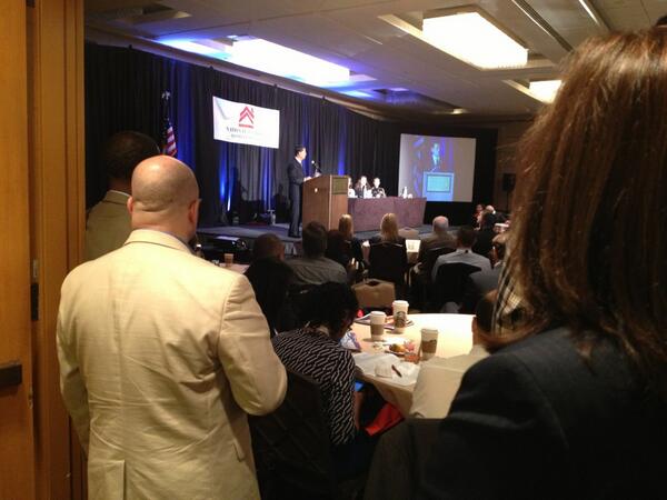 Standing room only to hear Secretary Shinseki of <a href="/deptvetaffairs/">Veterans Affairs</a> give a progress report on the 5 year plan. #nchv13