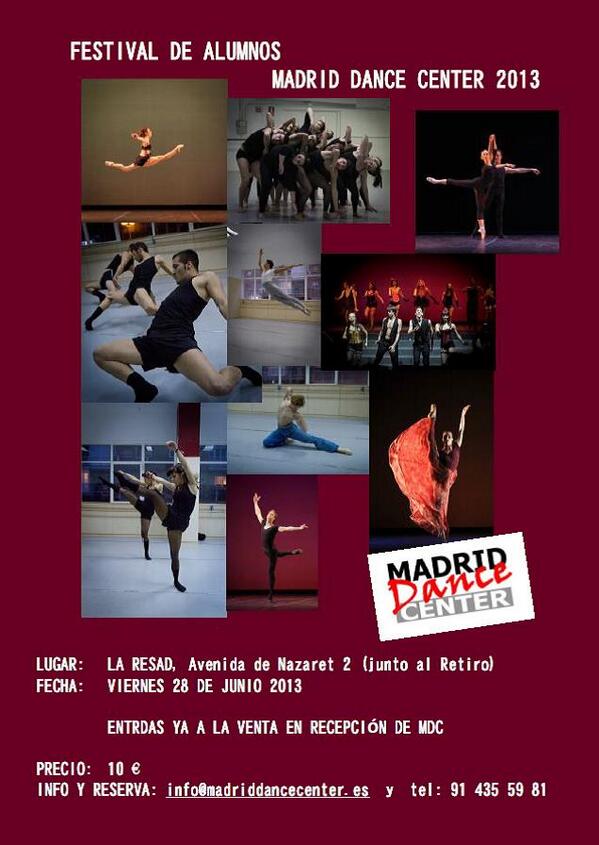 MdrdDanceCenter's tweet photo. Ya puedes adquirir en la escuela las entradas para el fin de curso el próximo 28 de Junio en el teatro LA RESAD http://t.co/Y9OgxajERC
