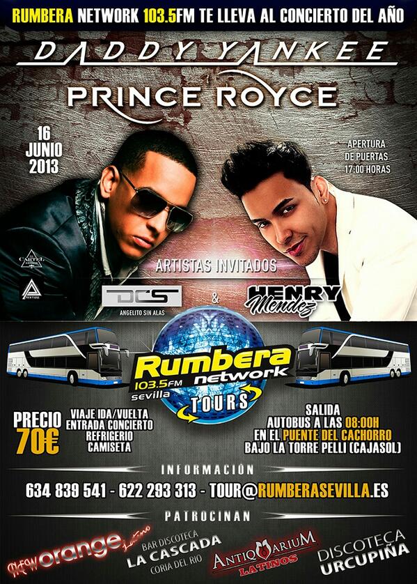 Apuntate! RUMBERA Network tour Daddy Yankky &amp; Prince Roice Madrid 2013 info 634 839 541 y 622 293 313
