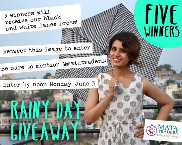 MataTraders's tweet photo. Rainy Day Giveaway: 5 winners will receive our hand-blockprinted Dahee Dress (http://t.co/zSWsi5ShKw). RT to enter! http://t.co/dDQWx82Zx6