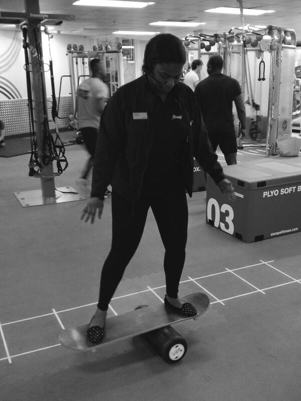 Receptionist Yasmin working in her core skills, go girl!