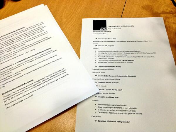 wauMAGAZINE's tweet photo. A punto de empezar a grabar el último programa de la temporada! Os vamos a echar muuucho de menos! http://t.co/IsXVcUcOG9