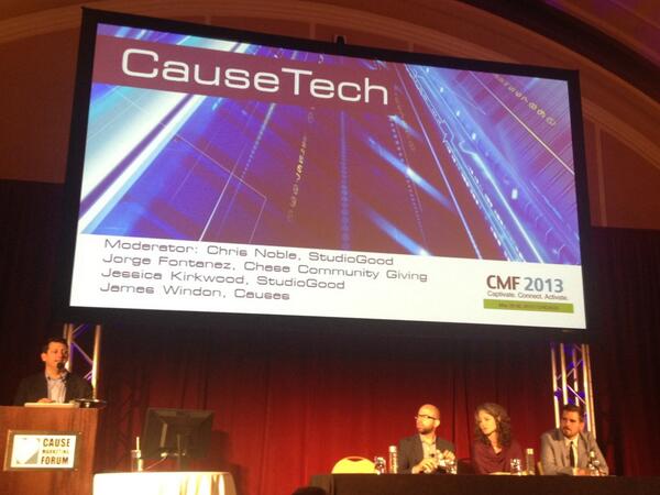 Great CauseTech talk on the latest innovations in digital media <a href="/TweetCMF/">CMF is now EFG</a> <a href="/jameswindon/">James Windon</a>