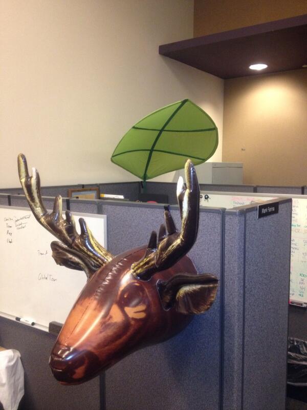 The inflatable moose and tropical oasis help me to "kick ass" at #godaddy