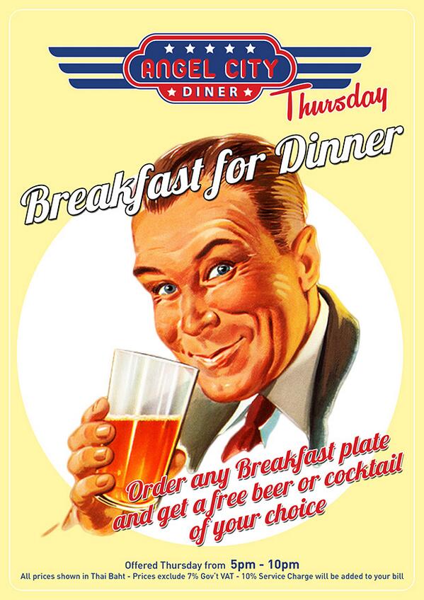 AngelCityDiner's tweet photo. Feel like breaking the rules for dinner tonight? Today’s special Breakfast for Dinner with FREE BEER 5pm-10pm: http://t.co/ZGzZU0uUDc