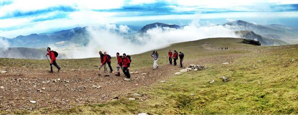 BikeToHike's tweet image. The bike2hike team summited Snowdon at 10:21am. We haven't lost anyone yet! #coffeebreak
