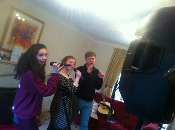 treblequartet's tweet image. Rehearsing with the mics for tonight's gig!