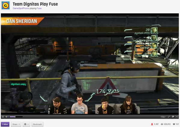 dignitas's tweet photo. Watch our guys play FUSE live - http://t.co/v0mbNqjdTN #FUSEGAME @EA_ActionMan @Its_Sambellina @dignitasLumpy @FGZak http://t.co/BvkYMq3xPE