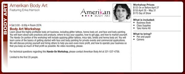 AmerikanBodyArt's tweet image. Erika will be teaching Pre-Convention classes #PremiereShows Saturday!