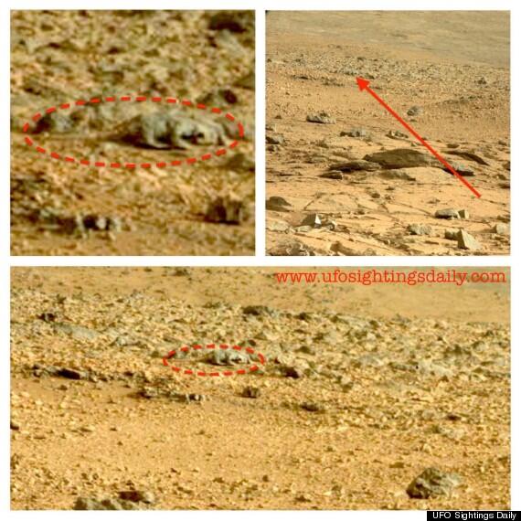 HuffPostTech's tweet image. LOOK: Did this blogger spot a "creature" on Mars in a NASA Curiosity rover image? (huff.to/13lJAlz)