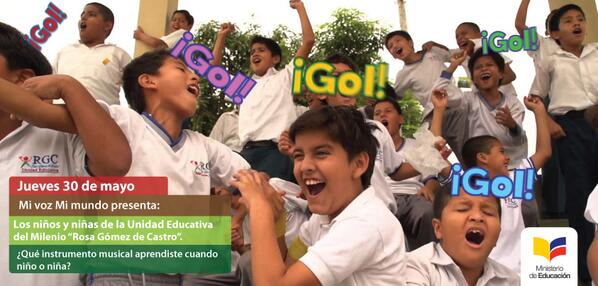 Educacion_Ec's tweet photo. #Educa #MivozMimundo presenta a los niños de la #UnidadEducativadelMilenio “Rosa Gómez de Castro” http://t.co/C2VulQ966e