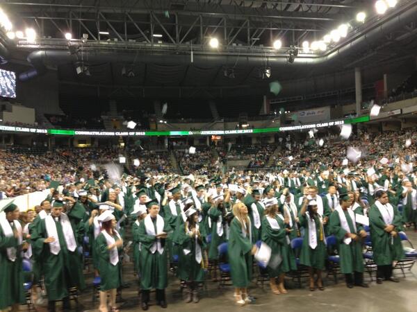 It's official! <a href="/Pattonville_HS/">Pattonville HS</a> seniors celebrate their transition to graduates! Congrats!