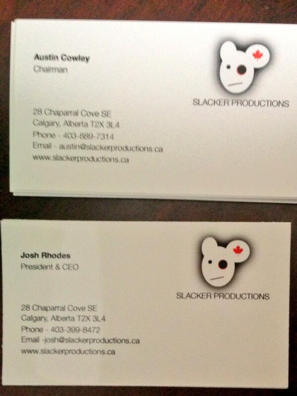SlackerProducti's tweet photo. #yyc #calgary #Canada #CGY #slackerproductions #SlackerCanada #business #buisnesscards http://t.co/CvcT7KYTty