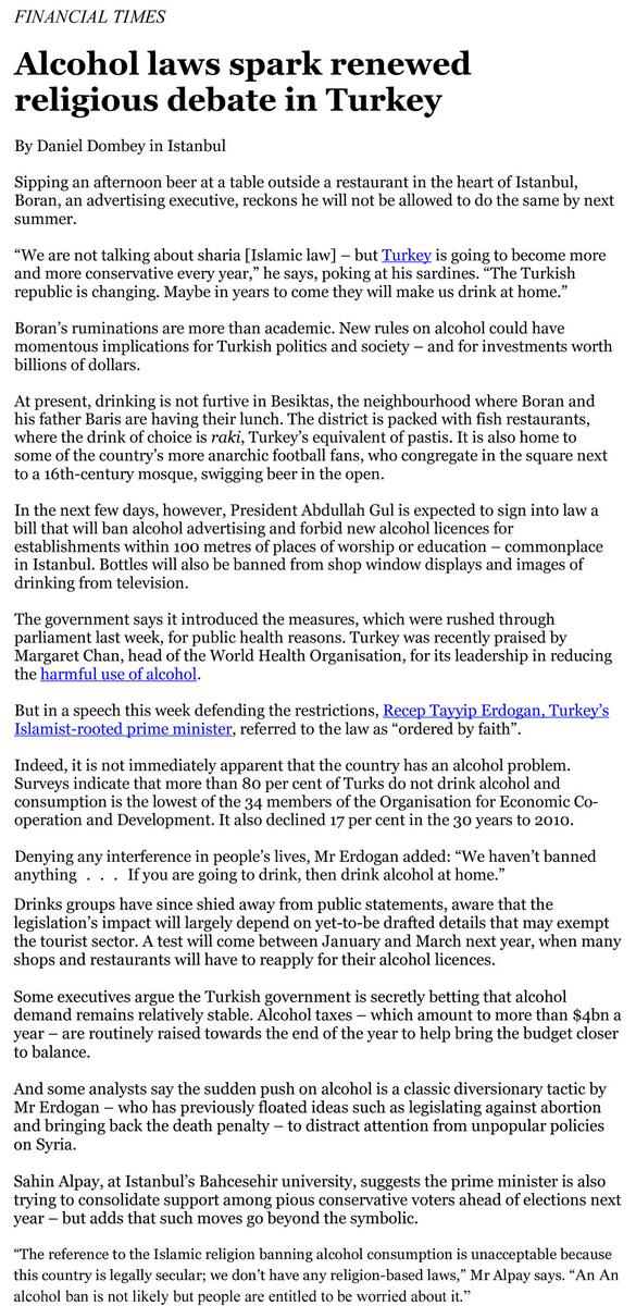 DolucaWines's tweet photo. Financial Times'ta yayınlanan "Alcohol laws spark renewed religious debate in Turkey" başlıklı haberi sunarız; http://t.co/Z6qb4vu5hQ