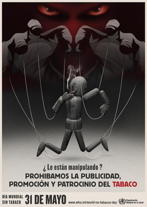 FranciscoBurgoa's tweet photo. Póster de la Organización Mundial de la Salud en el Día Mundial Sin Tabaco. Uds juzguen: http://t.co/bICBnl0rY7