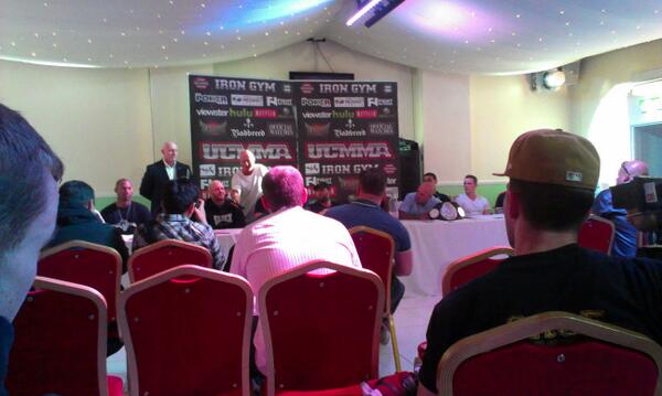 evilCmorgan's tweet photo. Just been to ucmma press conference!
Tony Hall and Aaron Brett fighting sat 1st BooM! It's going to be good! http://t.co/wnKItFzLia